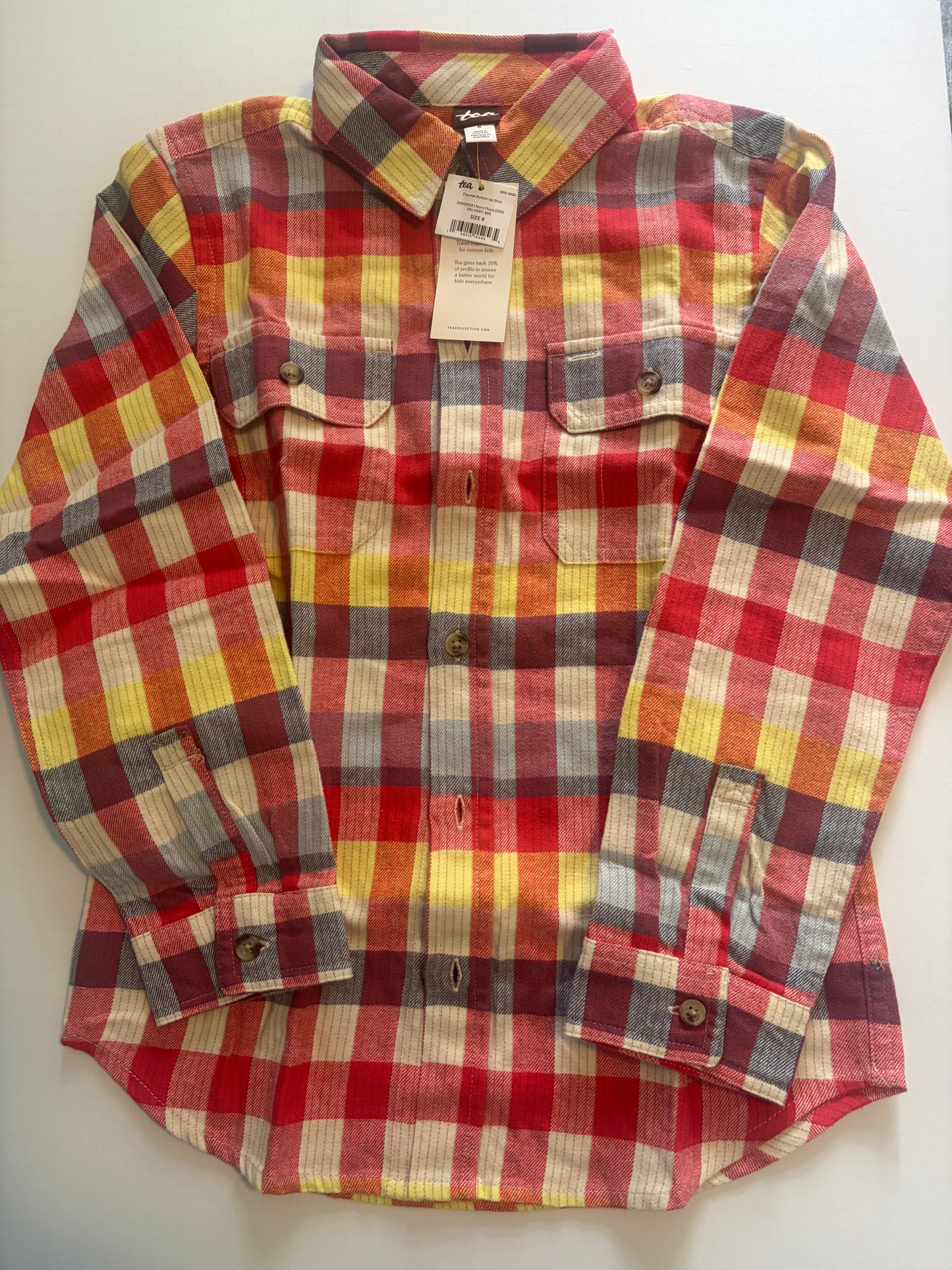 Seller #91 Boys' size 8 Tea Collection flannel button-up NWT
