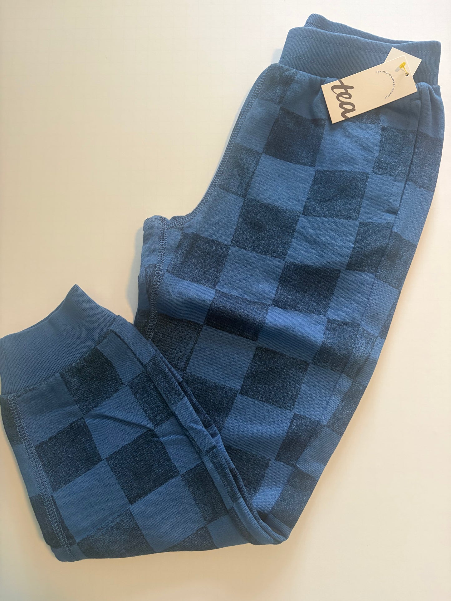 Seller #91 Boys' size 8 Tea Collection "Going Places" blue check jogger NWT