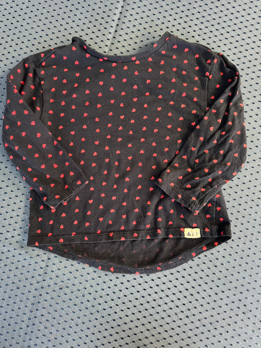 GAP Navy and red Heart long Sleeve shirt 2T