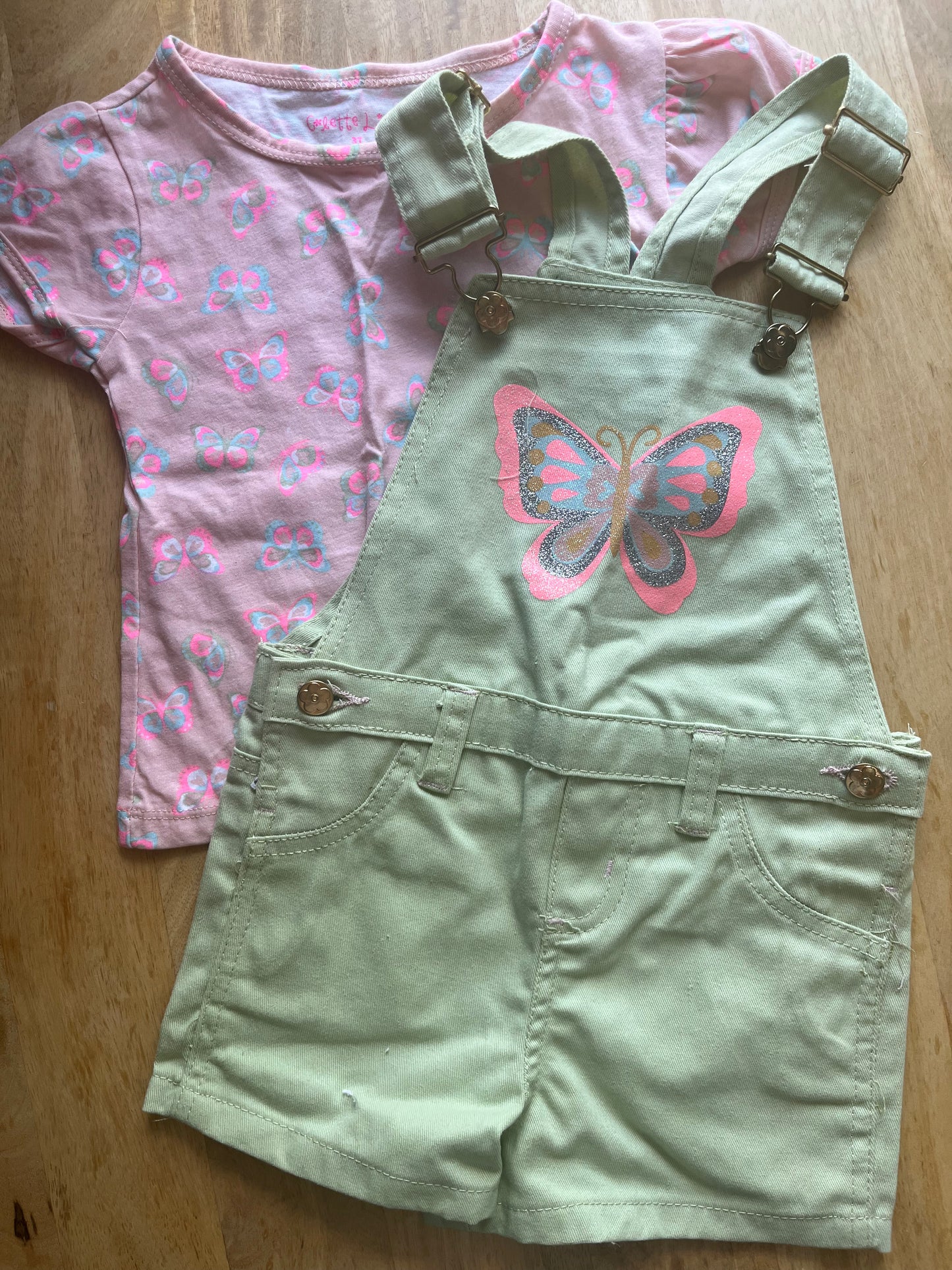#97- Colette Lilly Size 3T Green Overalls & Shirt