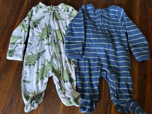 Seller #21 Newborn Dino and stripes sleepers