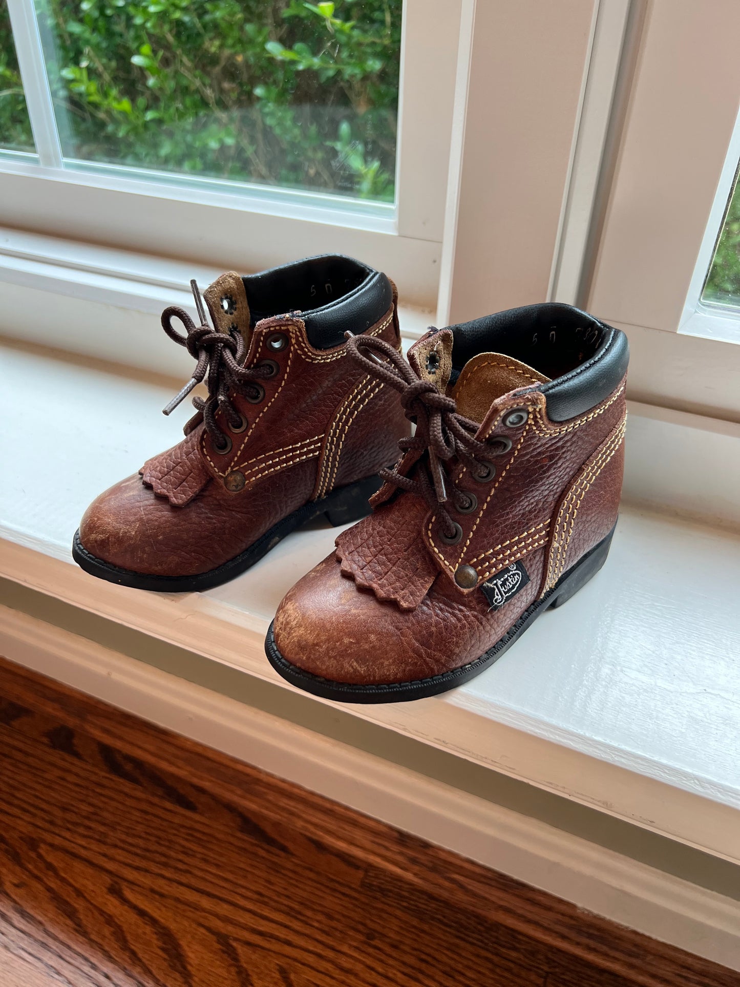 Justin Brand Toddler Size 5 Brown Leather Cowboy Boots, Gender Neutral, GUC