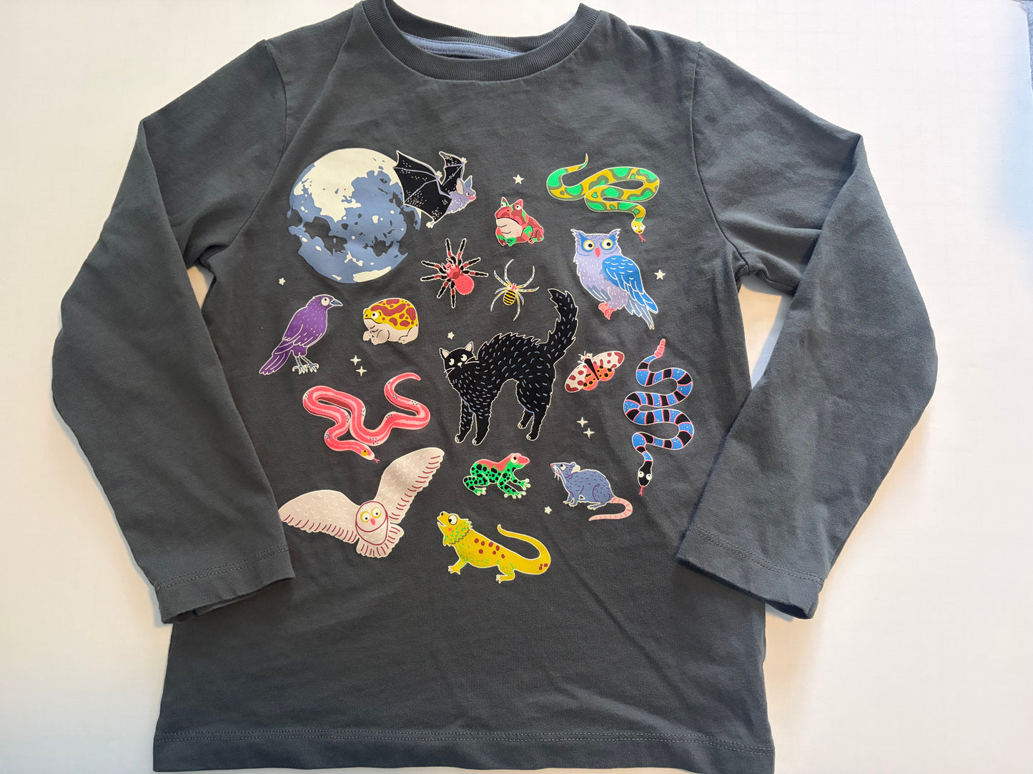Seller #91 size 6-7 Mini Boden creepy creatures long-sleeve t-shirt NWOT