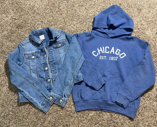 Seller #57 Girls size 8 sweatshirt and Jean jacket