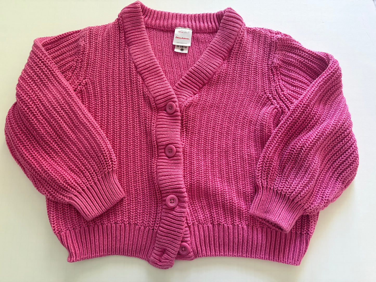 Seller #91 Girls' size 6-7 Hanna Andersson chunky cotton cardigan EUC