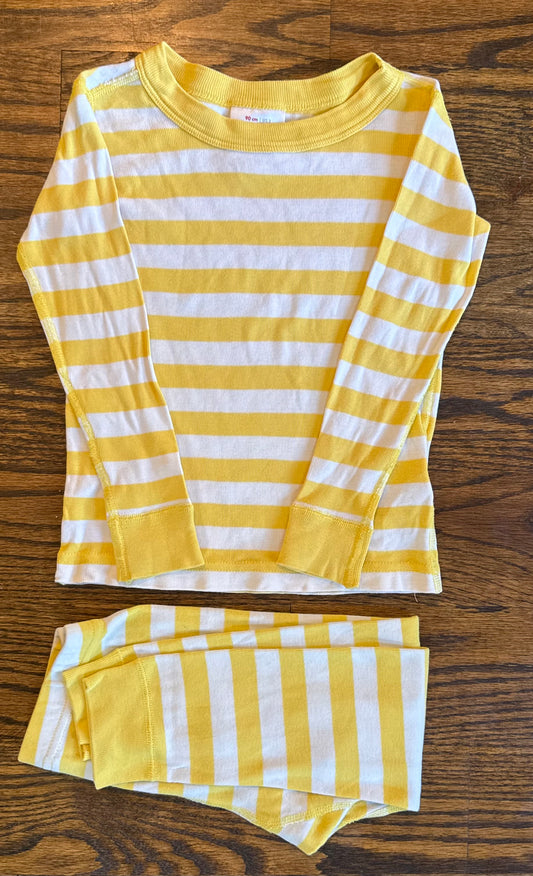 # 75 Hanna Andersson Unisex Yellow Stripe Pajamas, Size 3