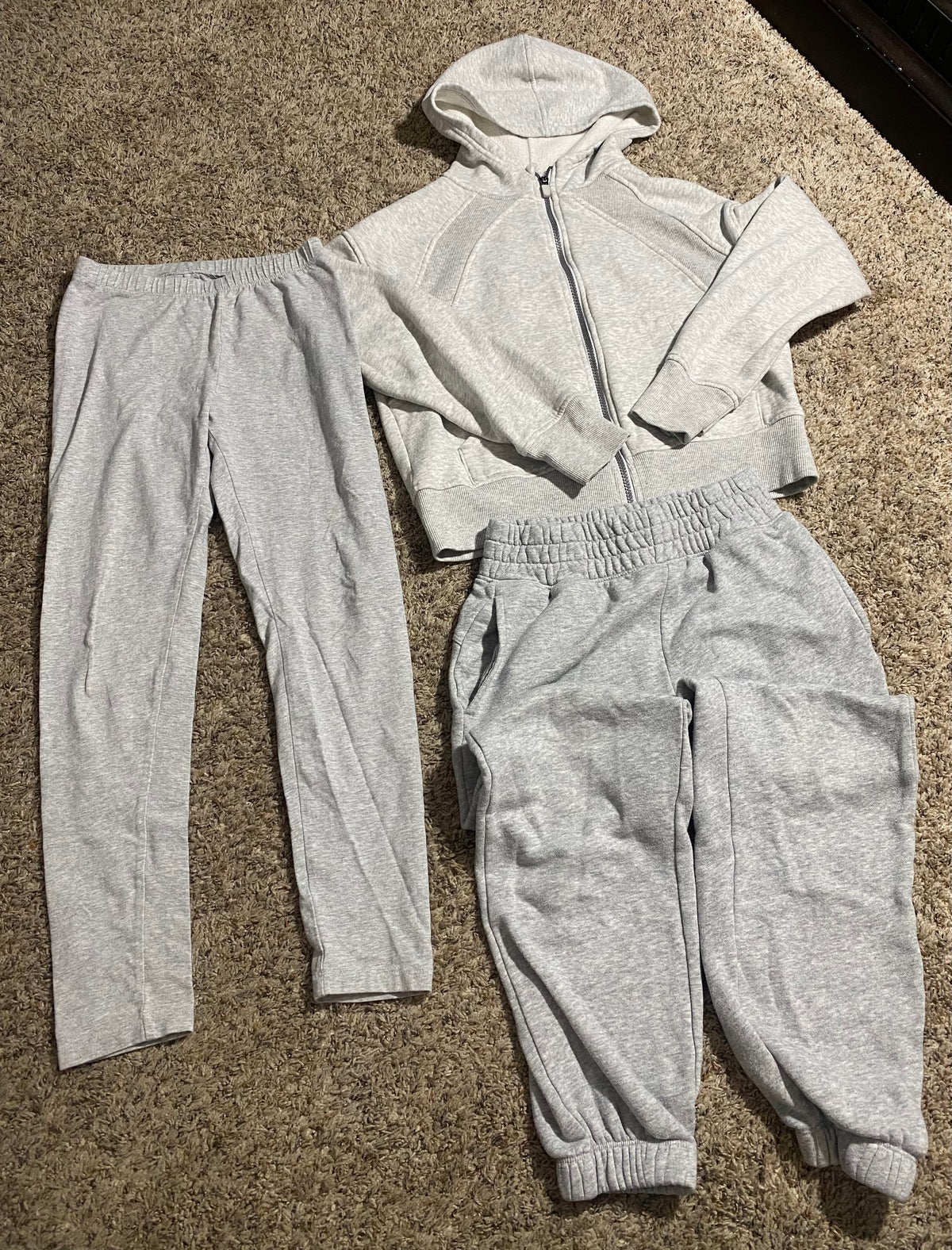 Seller #57 Girls size 10/12 full zip hoodie, leggings, and sweatpants set