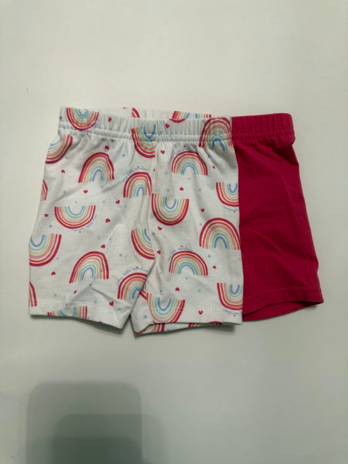 #78 REDUCED Garanimals 2 Piece Rainbow and Pink Biker Shorts 6-9M
