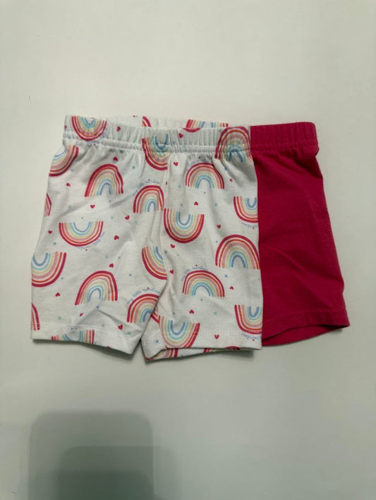 #78 REDUCED Garanimals 2 Piece Rainbow and Pink Biker Shorts 6-9M