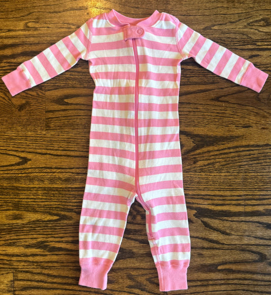 Seller #172 REDUCED Hanna Andersson Girl Pink Striped Sleeper Size 12-18 months