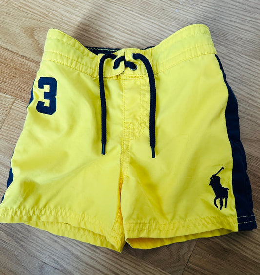 #130 Ralph Lauren Polo Boys Sz 12 Months Swim Suit Trucks