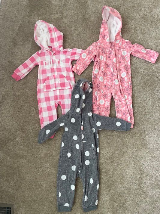 Seller 129- Girls’ 12 month hooded fleece onsies