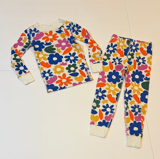 #180 Girls 100 (4) Hanna Andersson Large Floral  Pajamas