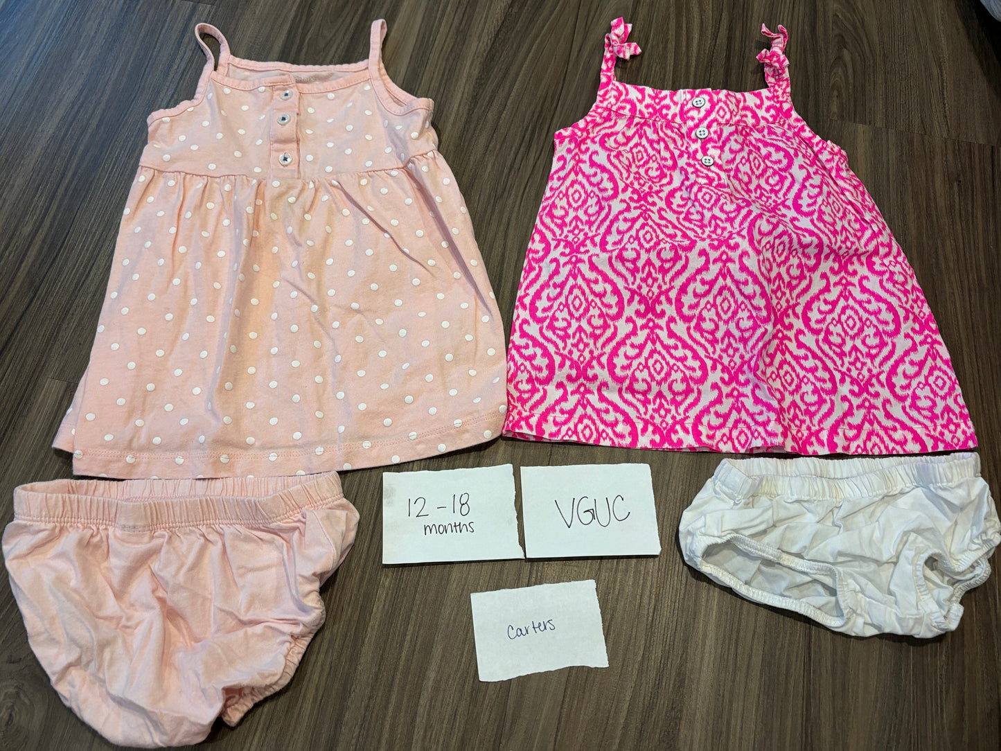 #77 - 12-18 Mo - VGUC Carters - 2 Pink Tank Dresses