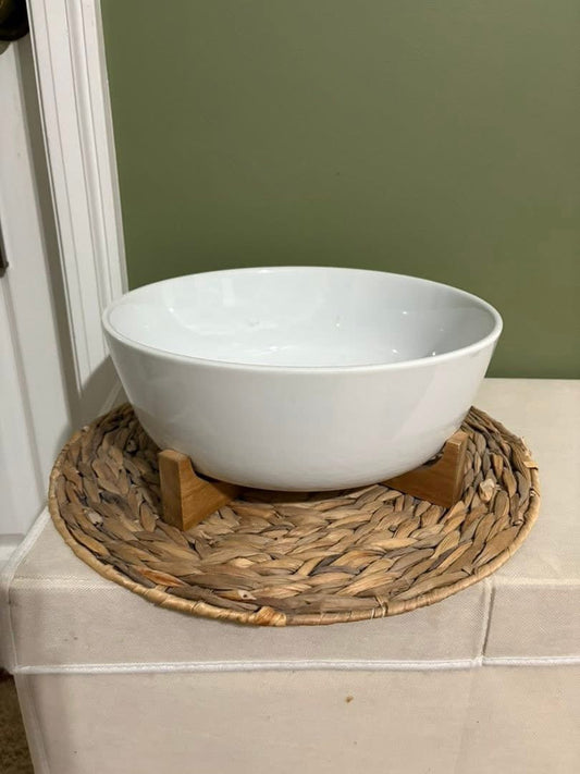 #133 Crate & Barrel Serving Bowl with Wood Stand