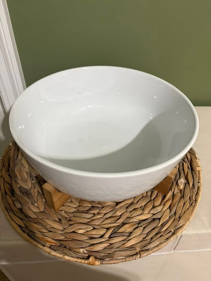 #133 Crate & Barrel Serving Bowl with Wood Stand