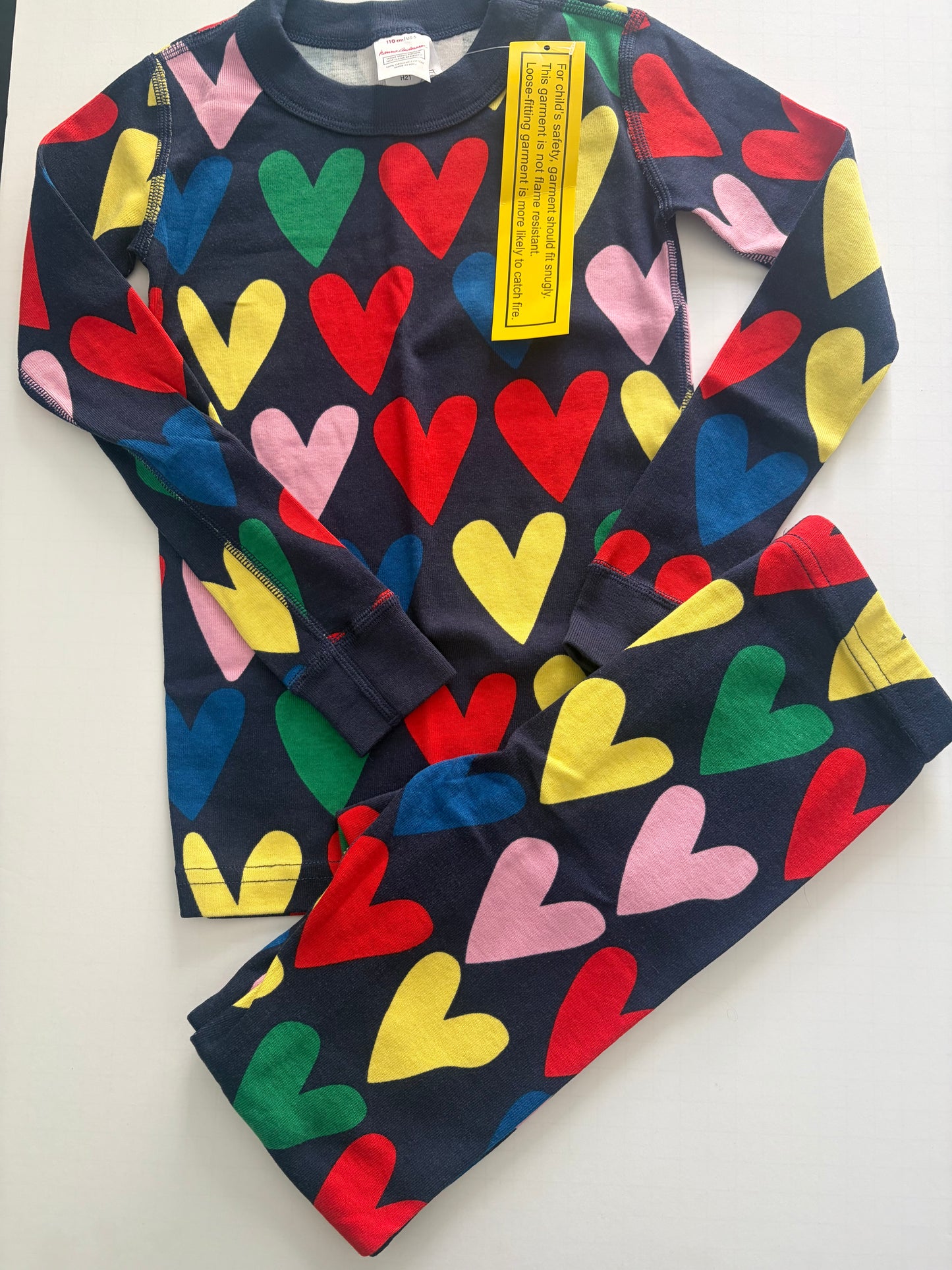 Seller #91 unisex size 5 Hanna Andersson hearts long john pajamas NWT