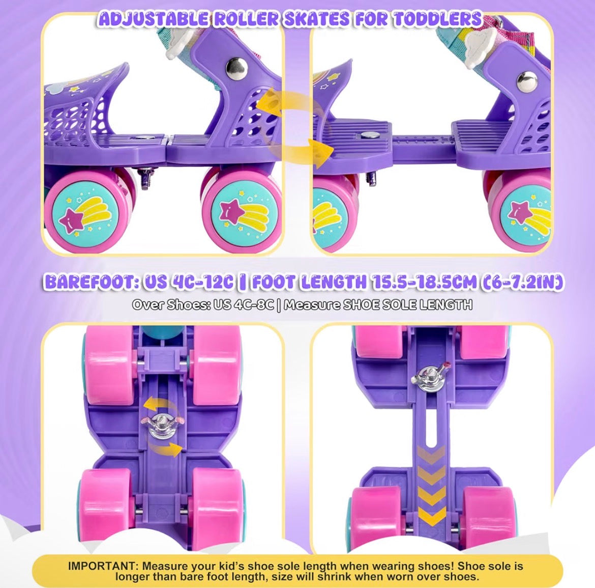 Seller #115 - Toddler Girls Size 4-12 Purple Roller Skates with Original Box, EUC