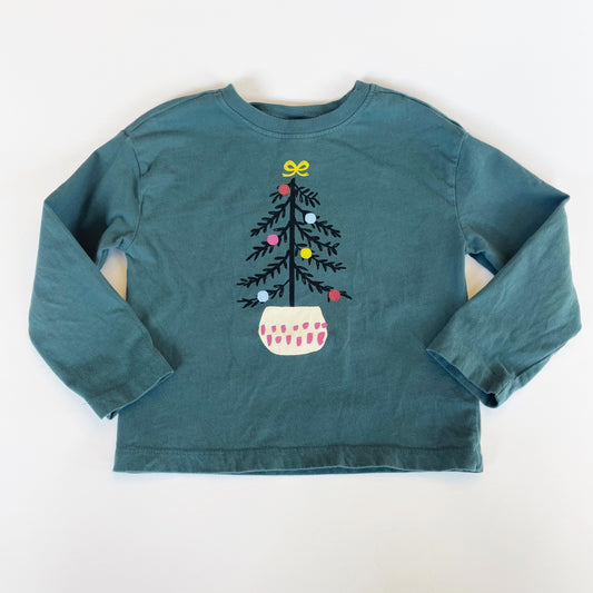 #118 | Size 100 / 4 | Hanna Andersson Girls Green Christmas Tree Long Sleeve Shirt