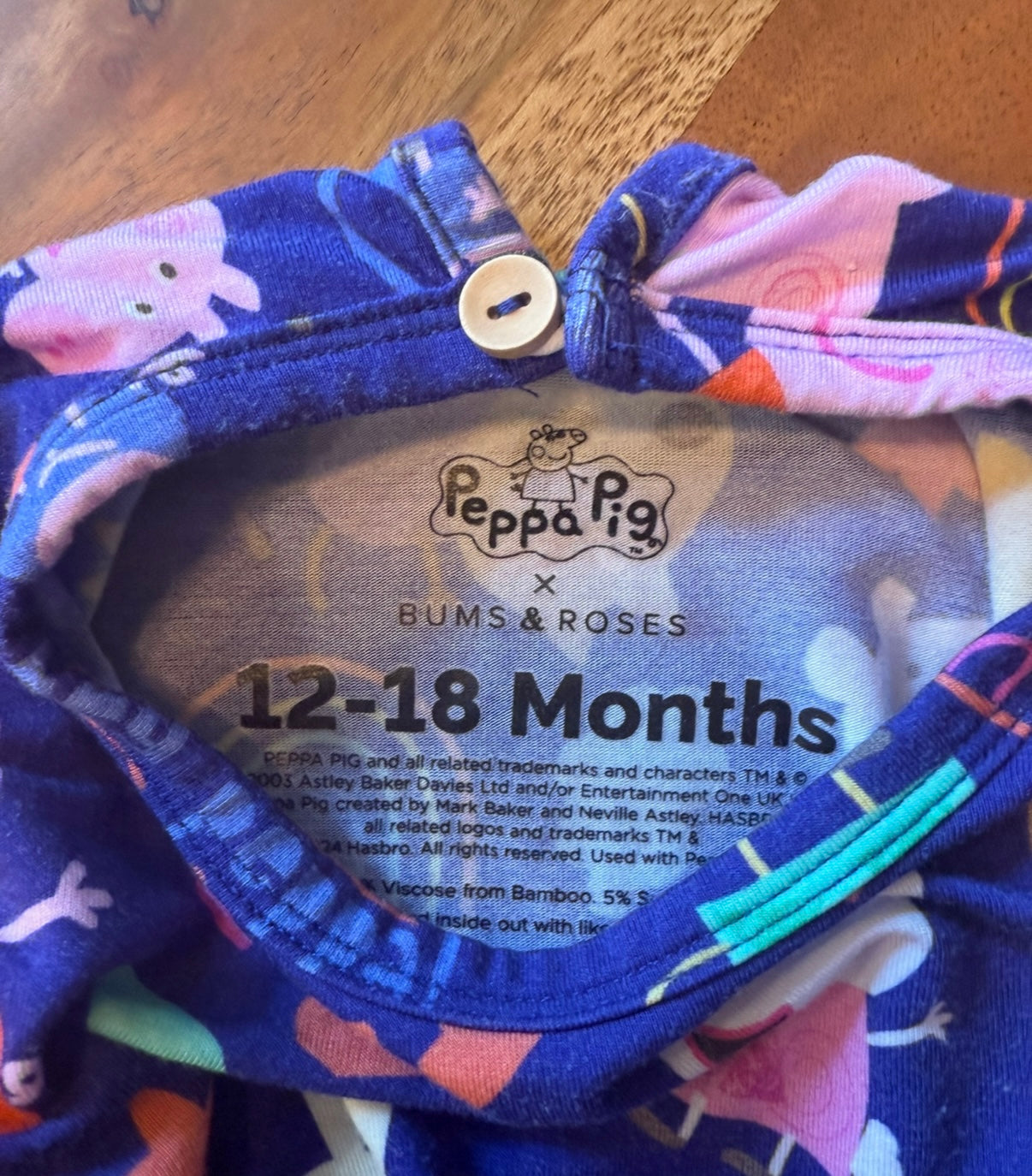 #51 REDUCED 12-18M Bums & Roses x Peppa Pig Bamboo Twirl Bodysuit Dress