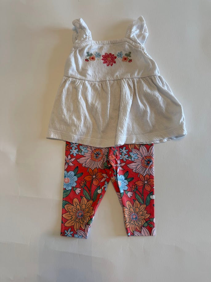 #78 REDUCED Carter's White Floral outfit Girls 6M