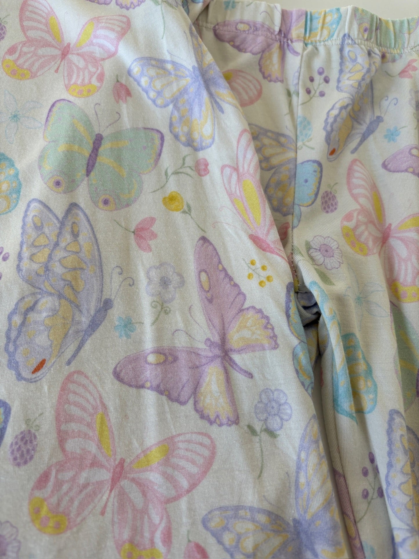 Seller #105 - Size 3T Girls Little Snuggles Butterfly Bamboo Pajamas (Short sleeve with ruffles and pants) GUC - see photos