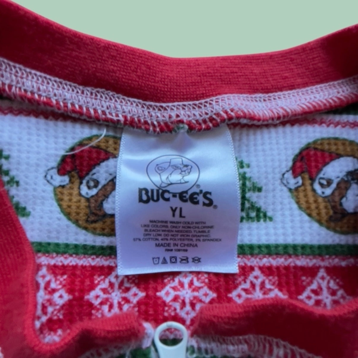 #1 Buc-ee's Striped Christmas Onesie Youth Large REDUCED