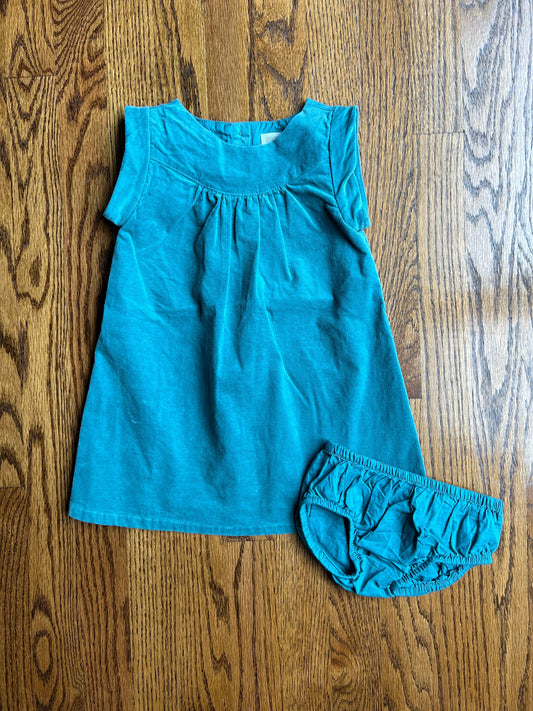 Seller #115 - REDUCED Gymboree Baby Girl 18-24M Teal Velvet Dress with Matching Bloomers, EUC