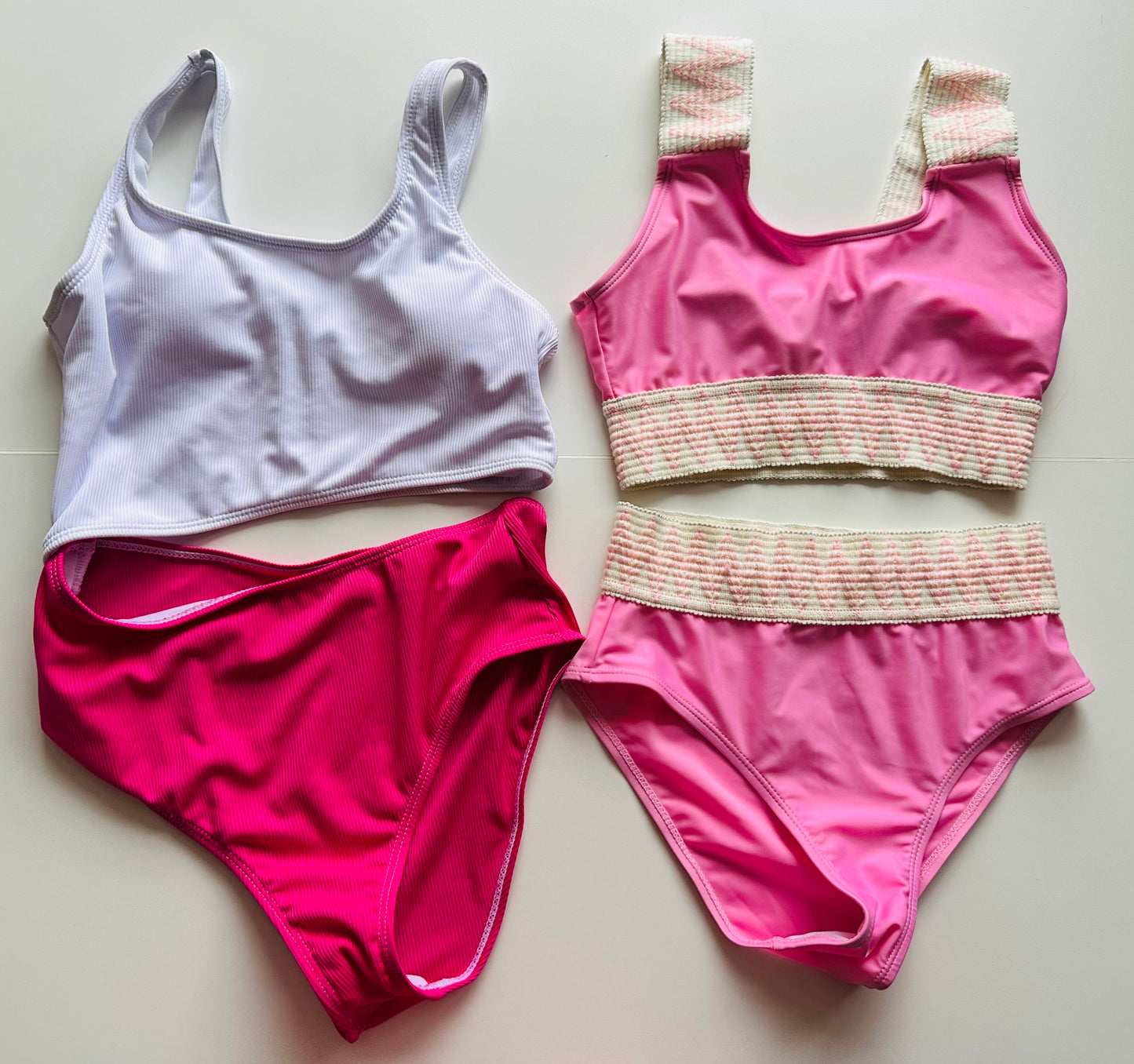 #130 Girls Sz 11/12 Pink Bathing Suit Bundle Shein