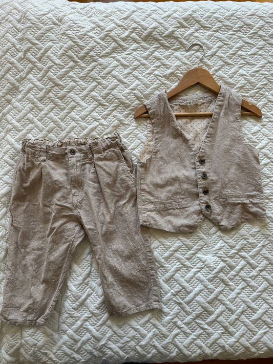 H&M Boys Linen Vest & Ankle Length Pants VGUC size 6-7Y, 45230