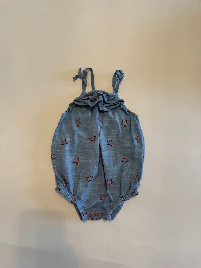 #78 REDUCED Cat & Jack Chambray Star Romper with Ruffle Top Girls 6-9M