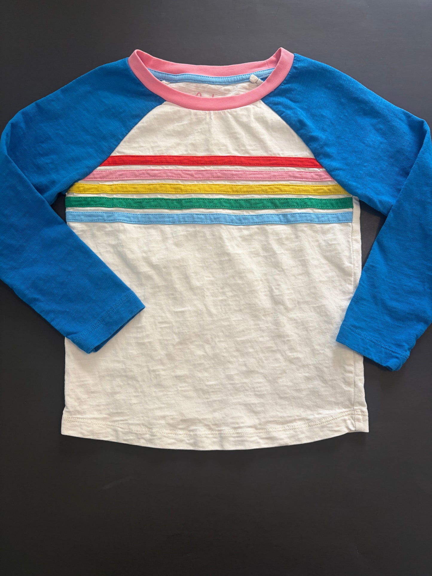 Seller #91 Girls' size 5-6 Boden rainbow raglan shirt EUC
