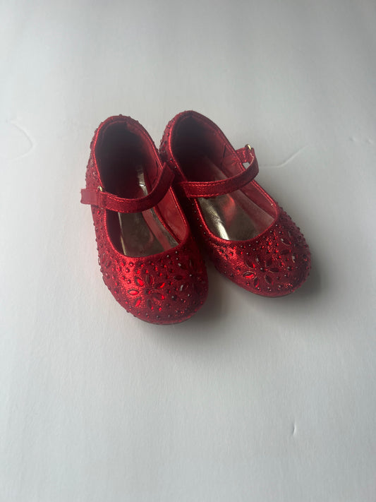 #180 Dream Paris girls size 6c red jeweled mary janes