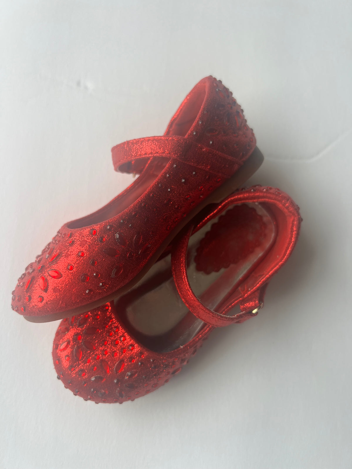 #180 Dream Paris girls size 6c red jeweled mary janes