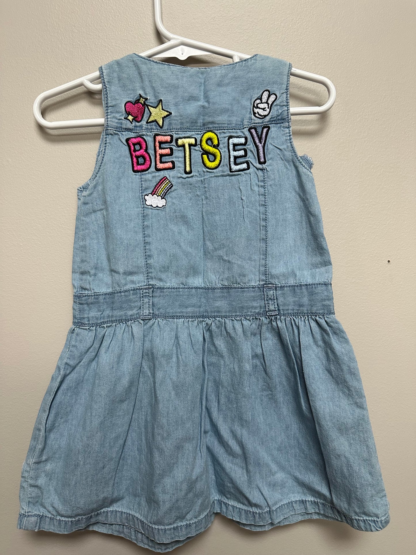 #130 Girls Betsy Johnson sz 2T Denim Romper