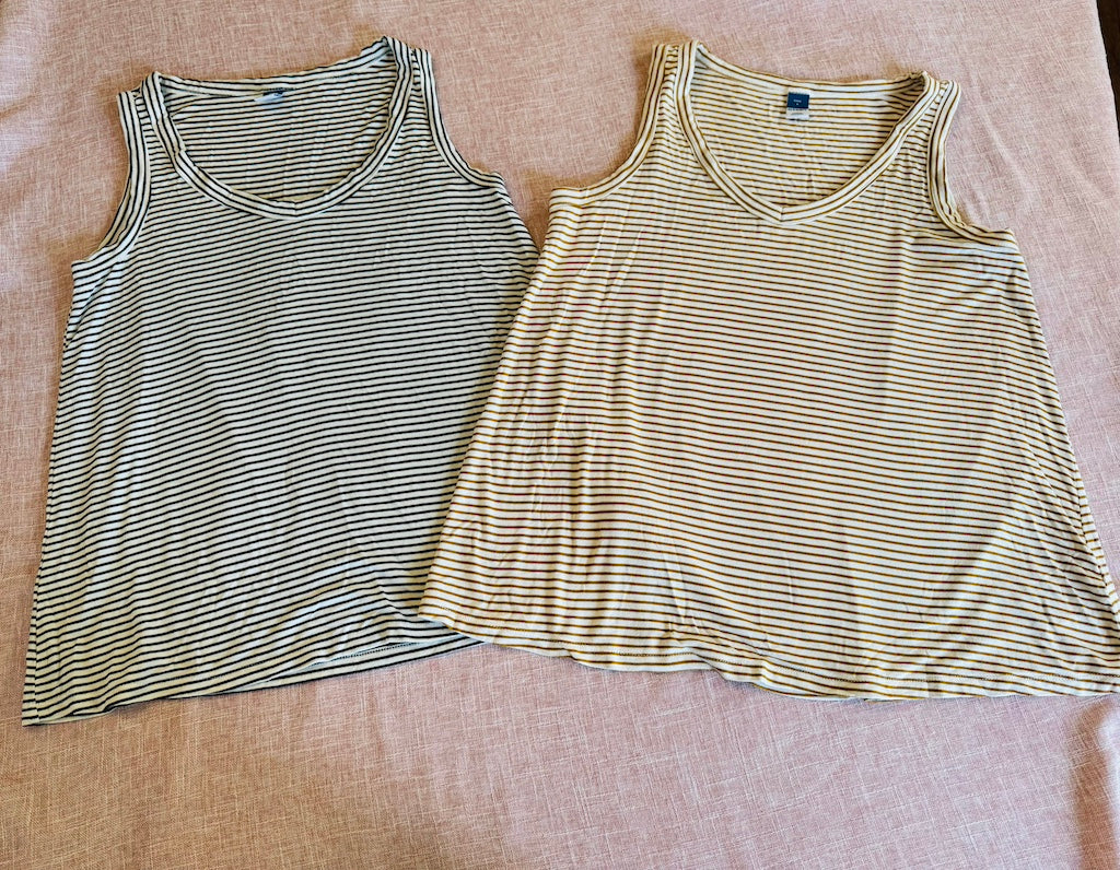 Old Navy Luxe Loose Fit Tank Bundle-Women Small-Tan and Black Striped EUC