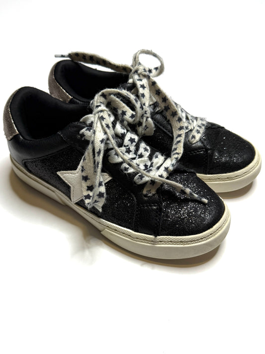 Seller 89 Girls Size 1 Cat and Jack Black Sparkle Star Shoes VGUC