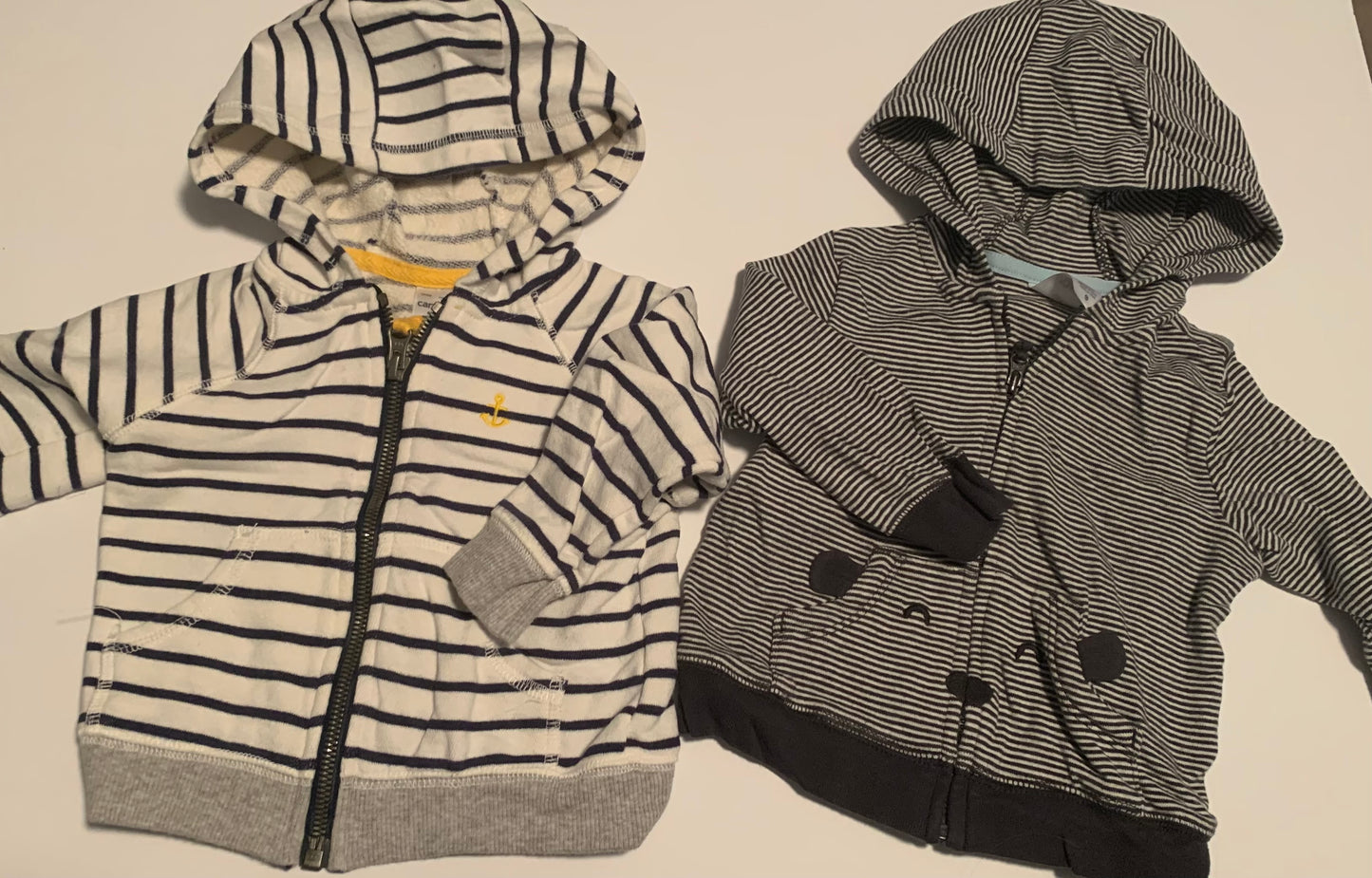 2 light hoodie jackets- 12 months- bundle clothing lot