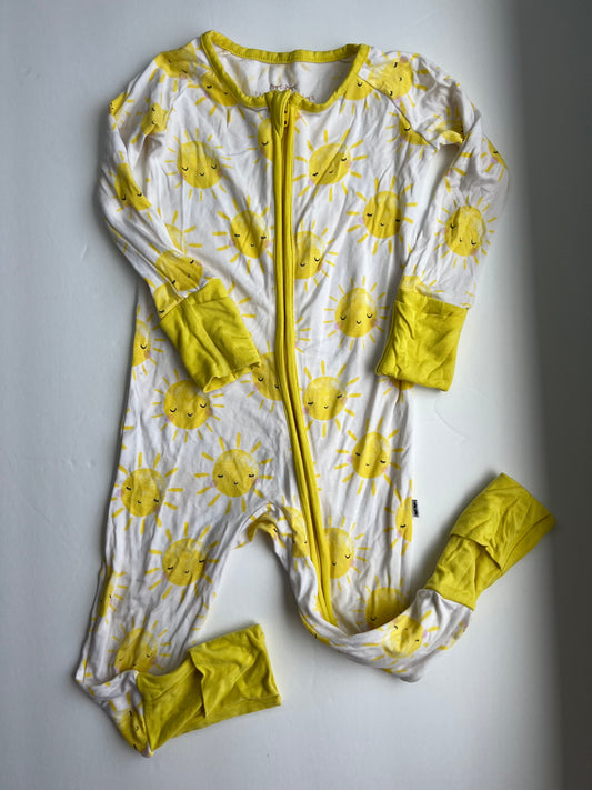 #180 Little Sleepies boy or girl size 6-12 months sunshine zippy with hand and feet flip overs
