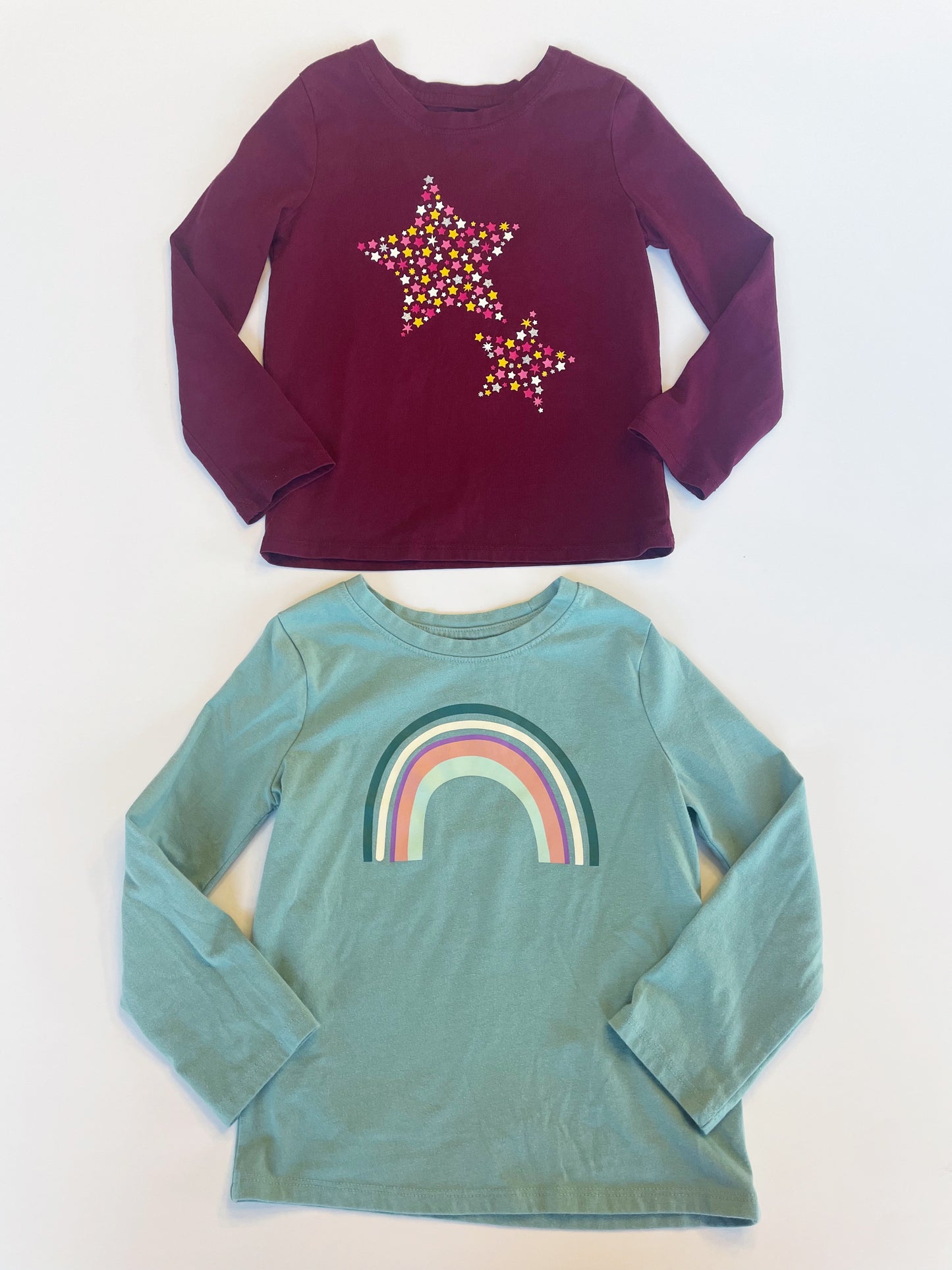 #118 | Size 4T | Cat & Jack Girls Set of 2 Long Sleeve Shirts - Stars and Rainbow