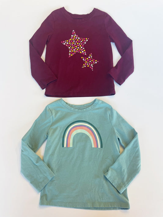 #118 | Size 4T | Cat & Jack Girls Set of 2 Long Sleeve Shirts - Stars and Rainbow