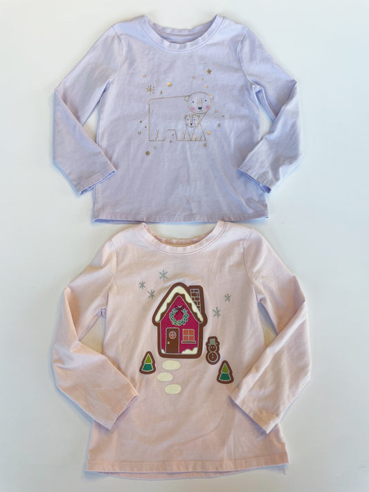 #118 | Size 4T | Cat & Jack Girls Set of 2 Long Sleeve Christmas Shirts
