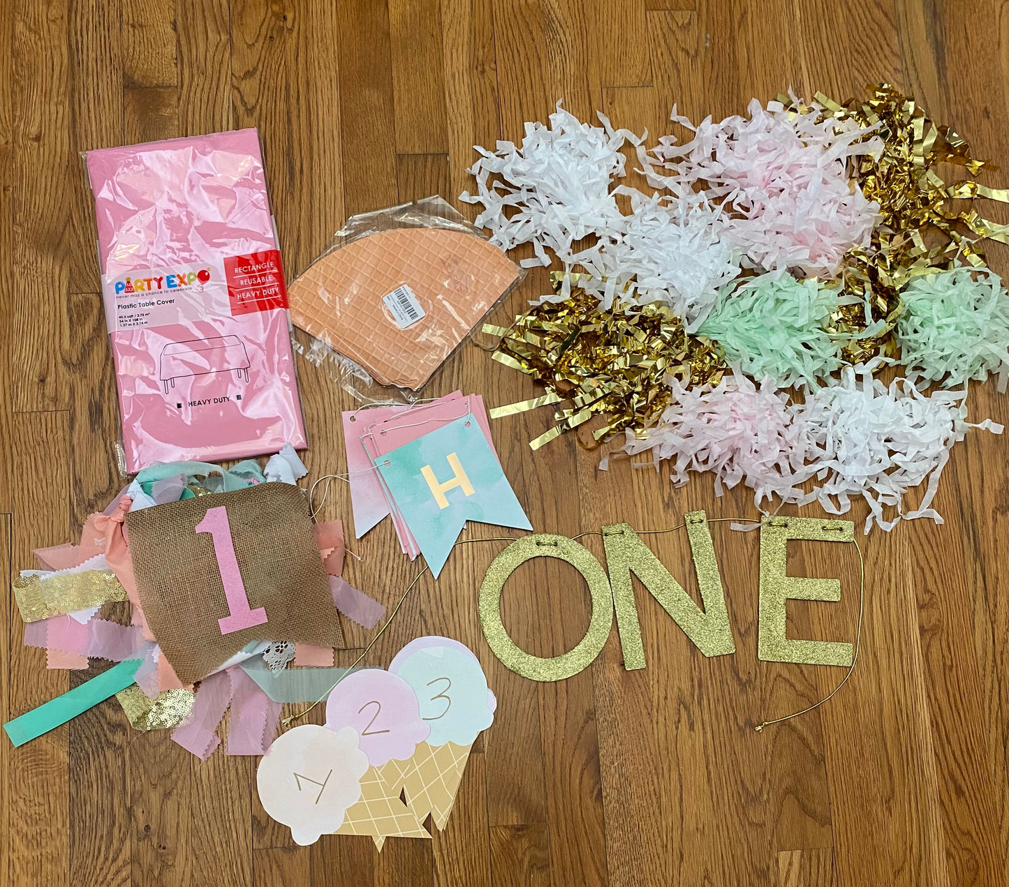 Seller #168 “Sweet One” Ice Cream Theme First Birthday Decoration Bundle