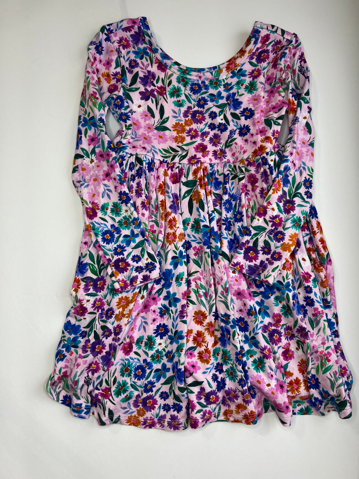 #180 Little Sleepies girls size 3T sweet pea floral twirl dress with long sleeves
