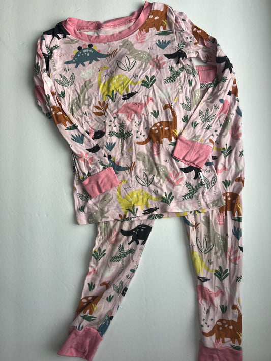 #180 Little Sleepies girls size 2T dinosaur long sleeve and pants set