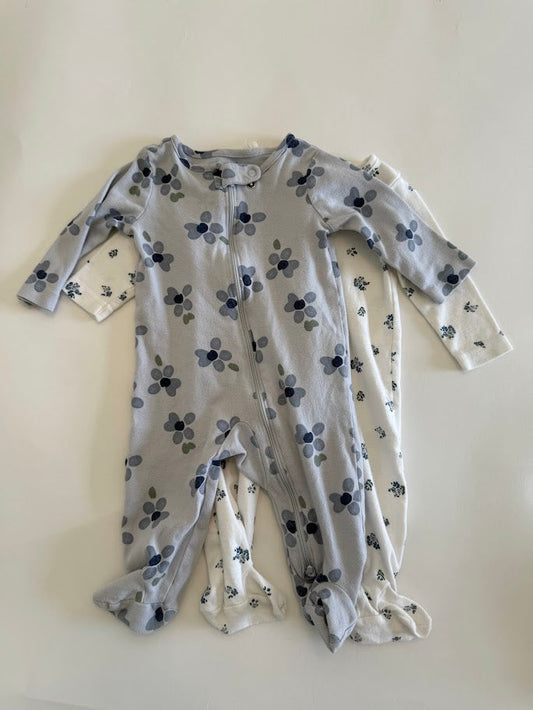 #78 REDUCED  Carter's 2 Piece Blue Floral Pajamas Girls 6M