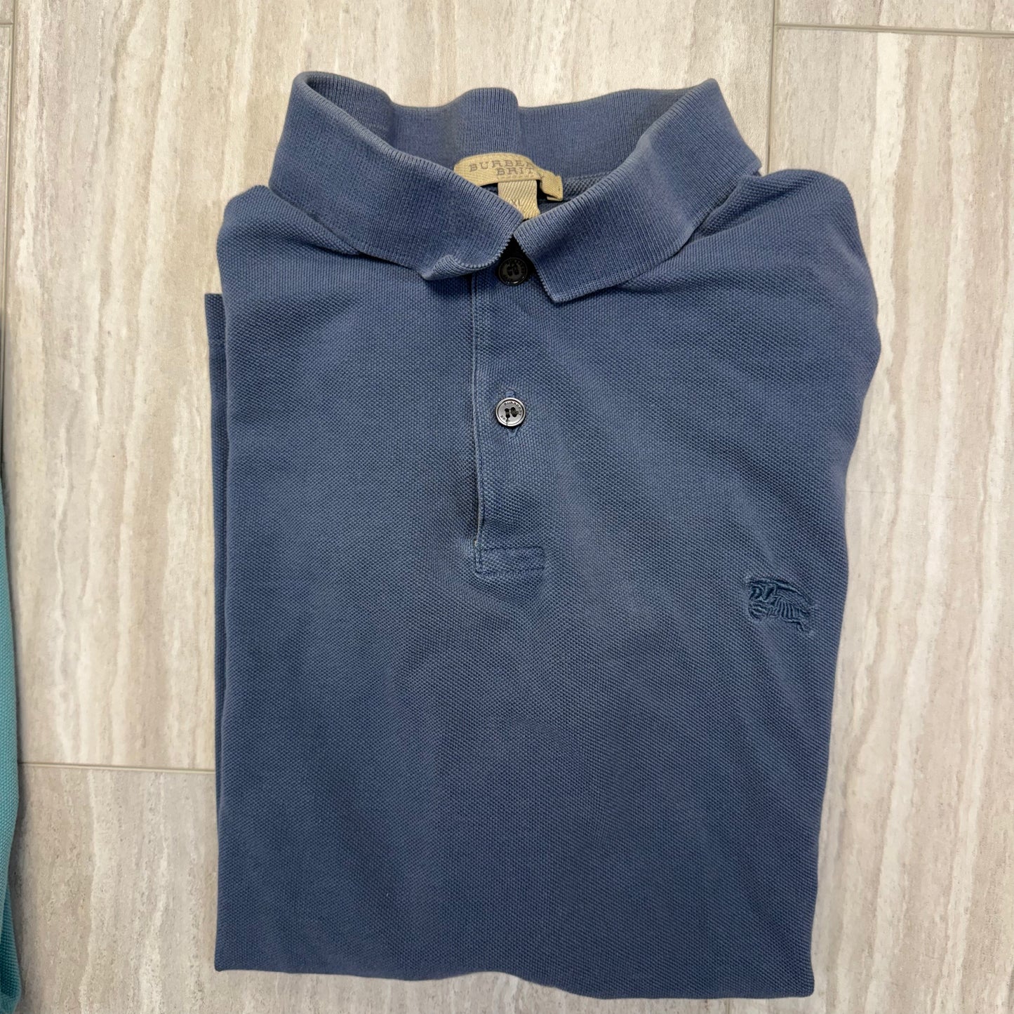 #110 Men's Burberry Brit Short-Sleeve Blue Polo Size XL - Retails $395
