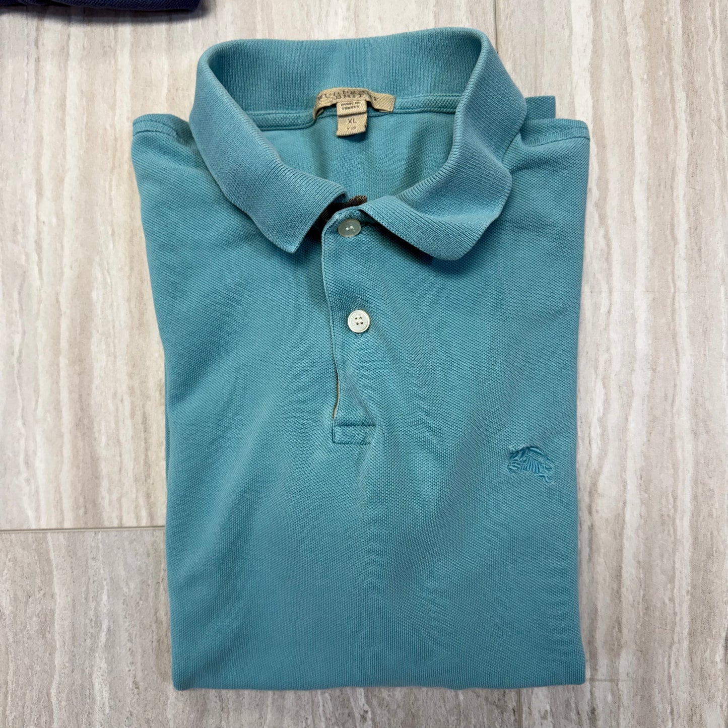 #110 Men's Burberry Brit Short-Sleeve Blue/Green Polo Size XL - Retails $395