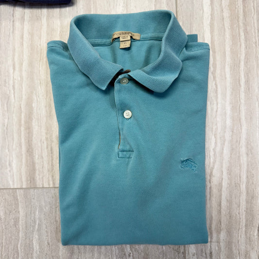 #110 Men's Burberry Brit Short-Sleeve Blue/Green Polo Size XL - Retails $395
