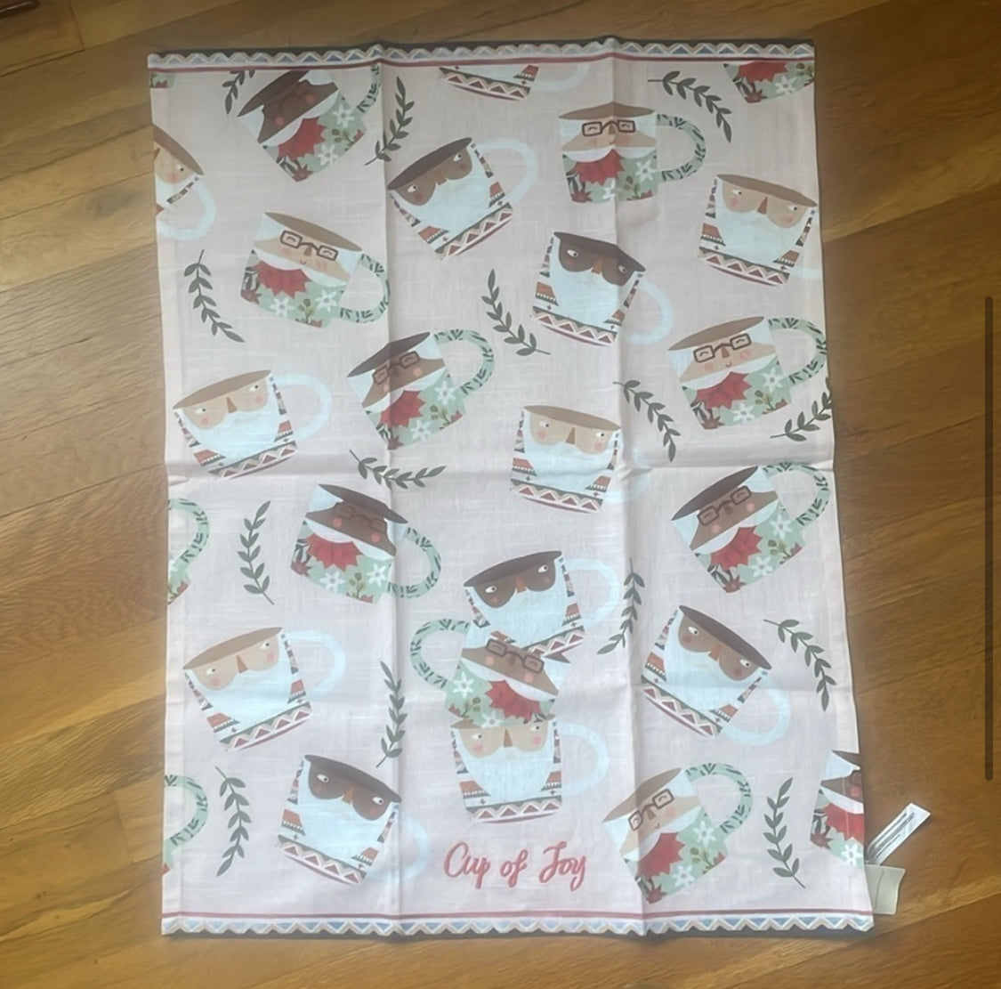 #116 Anthropologie Fotini Tikkou Santa Mugs Dish Towel